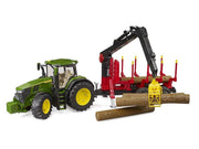 Bruder John Deere 7R 350 with forestry trailer and 4 trunks