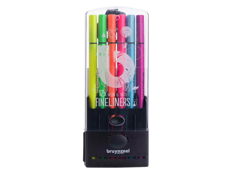 Bruynzeel Fineliner Set Neon & Pastel 12 Colors