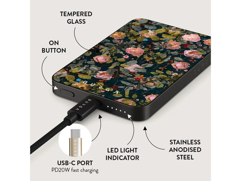 Burga Bloomy Garden - MagSafe Power Bank 5000 mAh Gunmetal - 5000 mAh