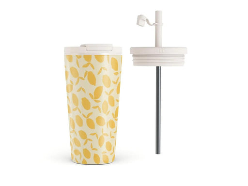 Burga Lemon Tart - Travel Mug 500ml with Flap & Straw Set