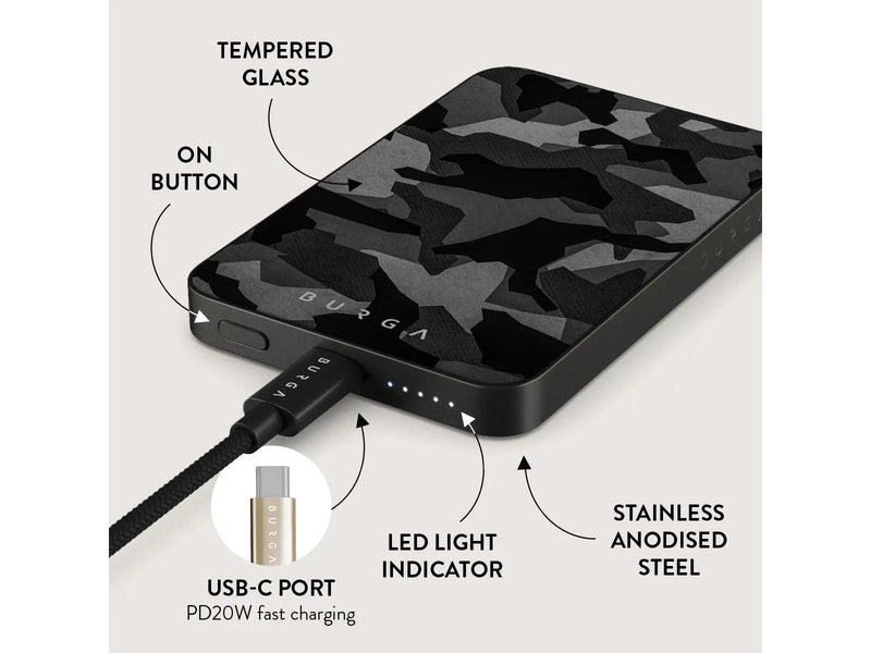 Burga Night Black Camo - MagSafe Power Bank 5000 mAh Gunmetal - 5000 mAh