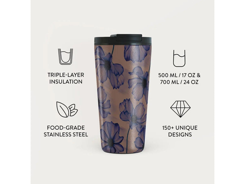 Burga Velvet Night - Travel Mug 500ml with Flap & Straw Set