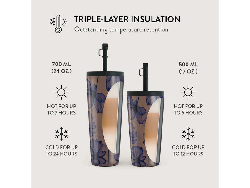 Burga Velvet Night - Travel Mug 500ml with Flap & Straw Set