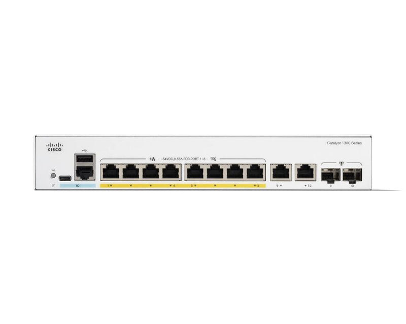 Cisco Catalyst 1300-8FP-2G Switch 8x 1GbE + 2x 1GbE RJ45/SFP Combo L3 managed