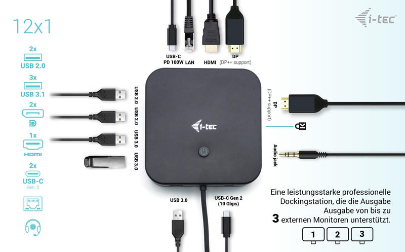I-TEC USB-C HDMI Dual Docking Station mit Power Delivery 100 W
