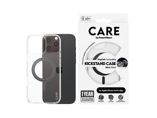 CARE by PanzerGlass Case Feature Black Kickstand & MagSafe iPhone 16 Pro Max