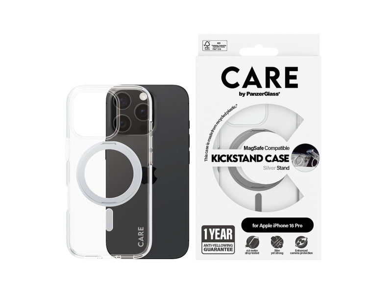 CARE by PanzerGlass Case Feature Silver Kickstand & MagSafe iPhone 16 Pro
