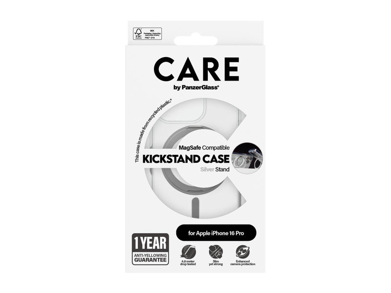 CARE by PanzerGlass Case Feature Silver Kickstand & MagSafe iPhone 16 Pro