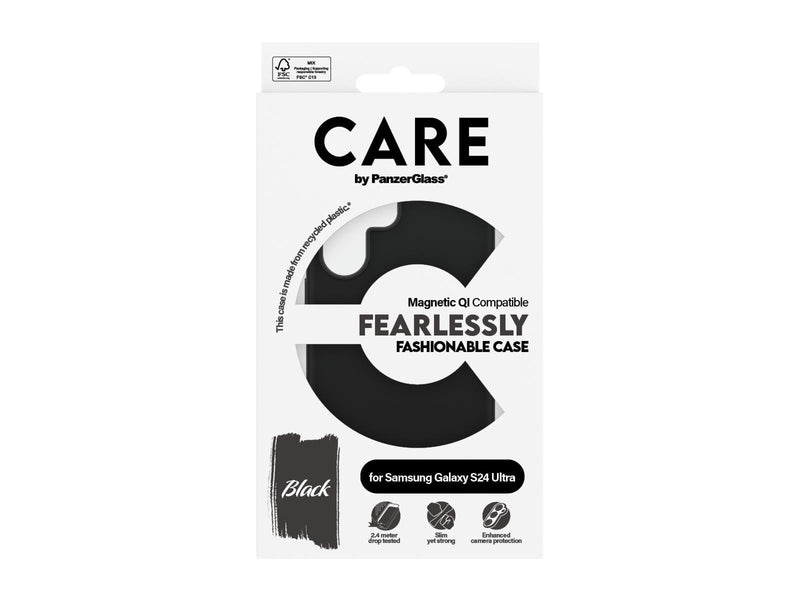 CARE by PanzerGlass Fashionable Case Black w. QI Compatible Samsung Galaxy S24 Ultra