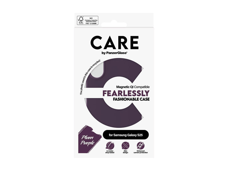 CARE by PanzerGlass Fashionable Case Plum Purple w. QI Compatible Samsung Galaxy S25
