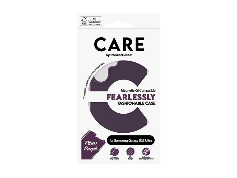 CARE by PanzerGlass Fashionable Case Plum Purple w. QI Compatible Samsung Galaxy S25 Ultra