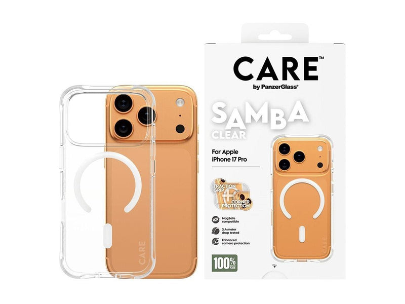 CARE by PanzerGlass Fashionable Case Samba Transparent w. White MagSafe iPhone 17 Pro