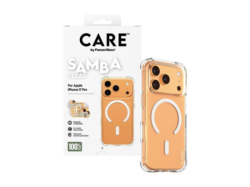 CARE by PanzerGlass Fashionable Case Samba Transparent w. White MagSafe iPhone 17 Pro