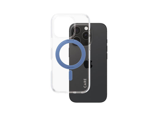 CARE by PanzerGlass Feature Case Transparent w. Blue Kickstand & MagSafe iPhone 16 Pro