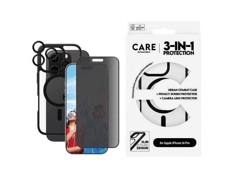 CARE by PanzerGlass Flagship 3-in-1 Privacy Bundle iPhone 16 Pro