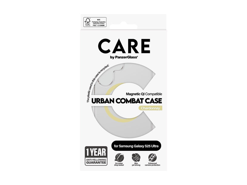 CARE by PanzerGlass Flagship Case Transparent Urban Combat w. Chardonnay QI Compatible Samsung Galaxy S25 Ultra