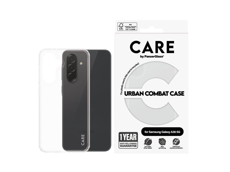 CARE by PanzerGlass Flagship Case Transparent Urban Combat w. Clear Frame Samsung Galaxy A36 5G