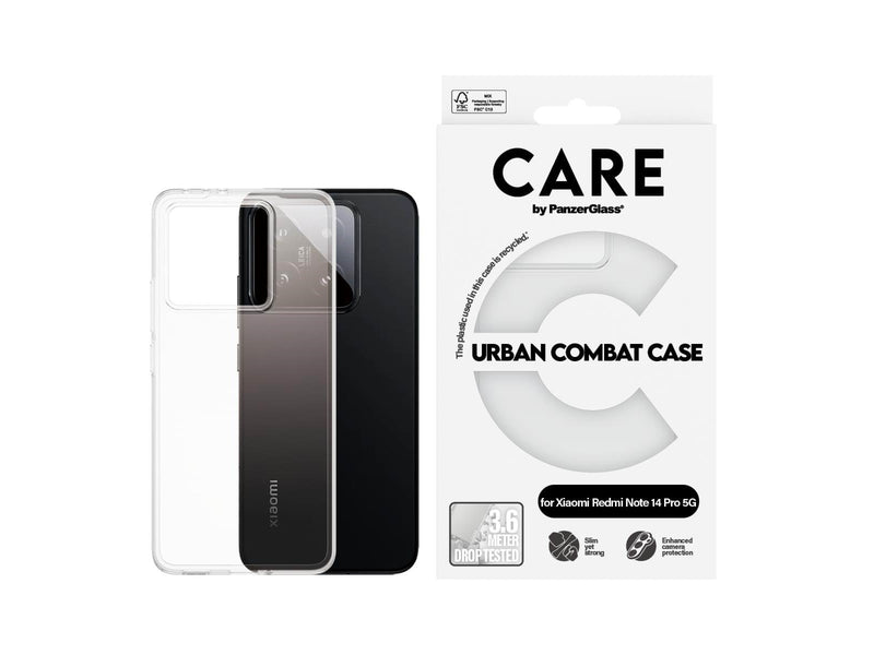 CARE by PanzerGlass Flagship Case Transparent Urban Combat w. Clear Frame Xiaomi Redmi Note 14 Pro | 14 Pro+ 5G