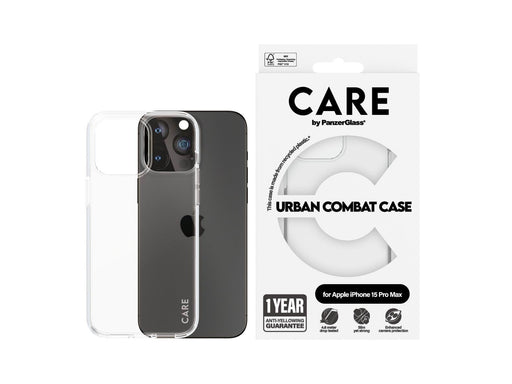 CARE by PanzerGlass Flagship Case Transparent Urban Combat w. Clear Frame iPhone 15 Pro Max