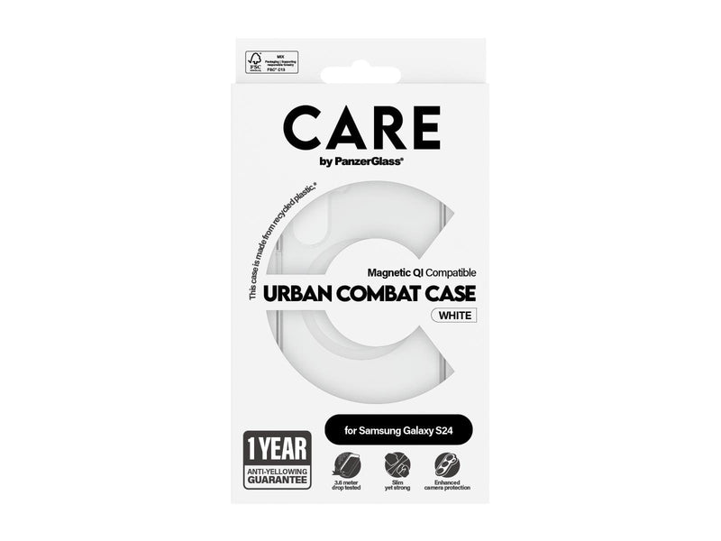 CARE by PanzerGlass Flagship Case Transparent Urban Combat w. White QI Compatible Samsung Galaxy S24