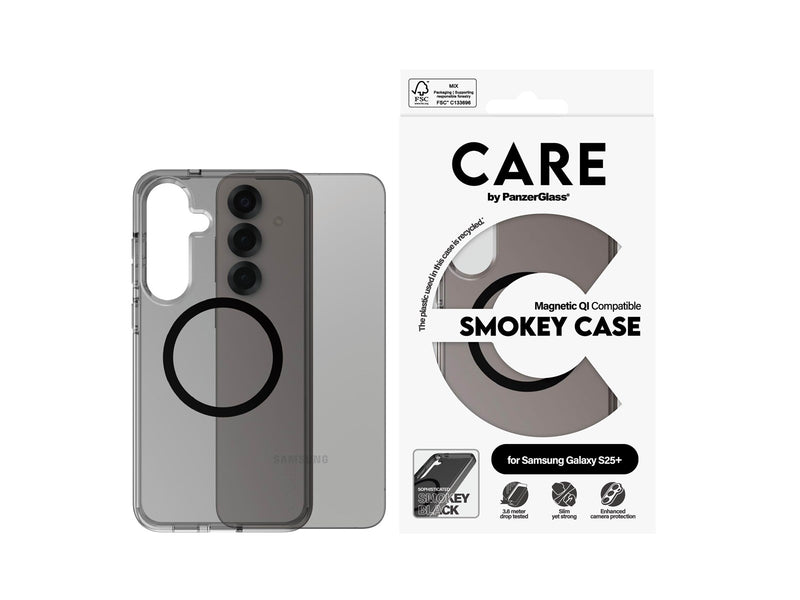 CARE by PanzerGlass Flagship Case Urban Combat Smokey w. Black QI Compatible Samsung Galaxy S25+