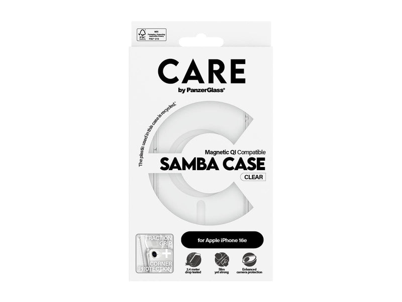 CARE by PanzerGlass Samba Case Transparent w. White Qi Compatible iPhone 17e | 16e