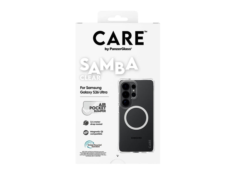 CARE by PanzerGlass Samba Case Transparent w. White Qi Samsung Galaxy S26 Ultra