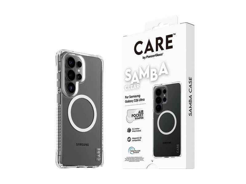 CARE by PanzerGlass Samba Case Transparent w. White Qi Samsung Galaxy S26 Ultra