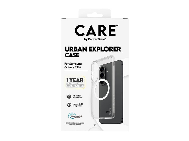 CARE by PanzerGlass Urban Explorer Case Transparent w. White Qi Samsung Galaxy S26+