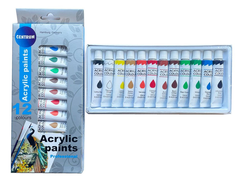 CENTRUM Acrylic colors. 12 tubes of 12 ml.