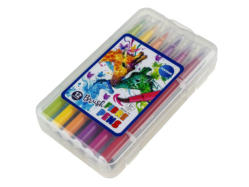 CENTRUM Brush pens - 12 markers in plastic box.