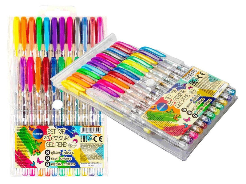 CENTRUM Gel Pens. 24 pcs Neon/Metallic/Glitter
