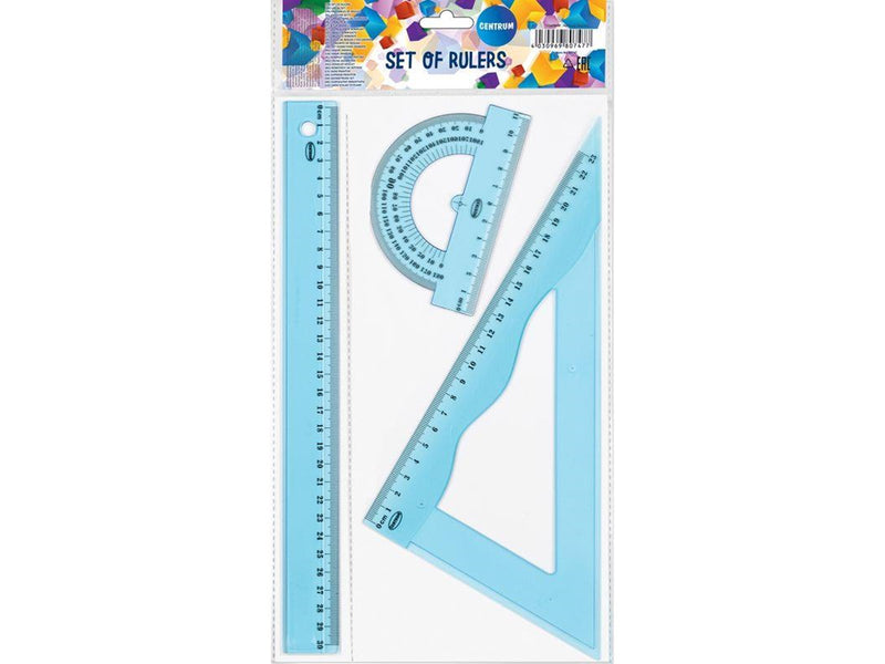 CENTRUM Geometry set 30 cm. 3 pieces. Clear plastic