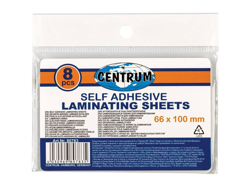 CENTRUM Lamination pockets 66*100mm 8 pcs.