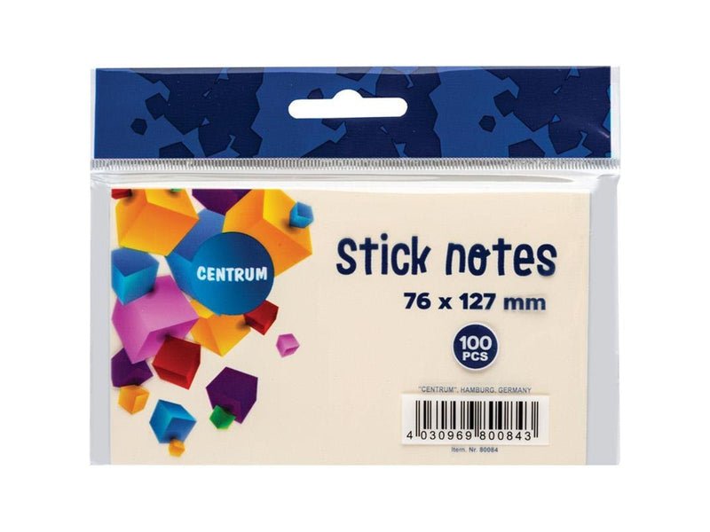 CENTRUM StickNotes 75*125mm 100 sheets pastel yellow