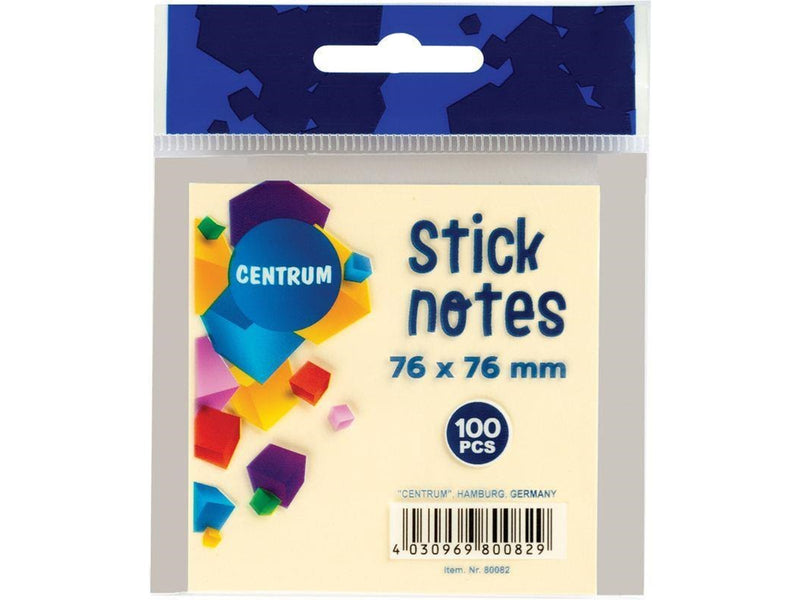 CENTRUM StickNotes 76*76mm 100 sheets pastel yellow