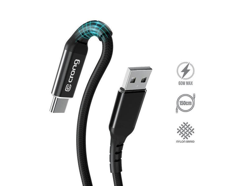 CRONG Armor Link - 60W PD 3A USB-A to USB-C Cable 150cm (Black)