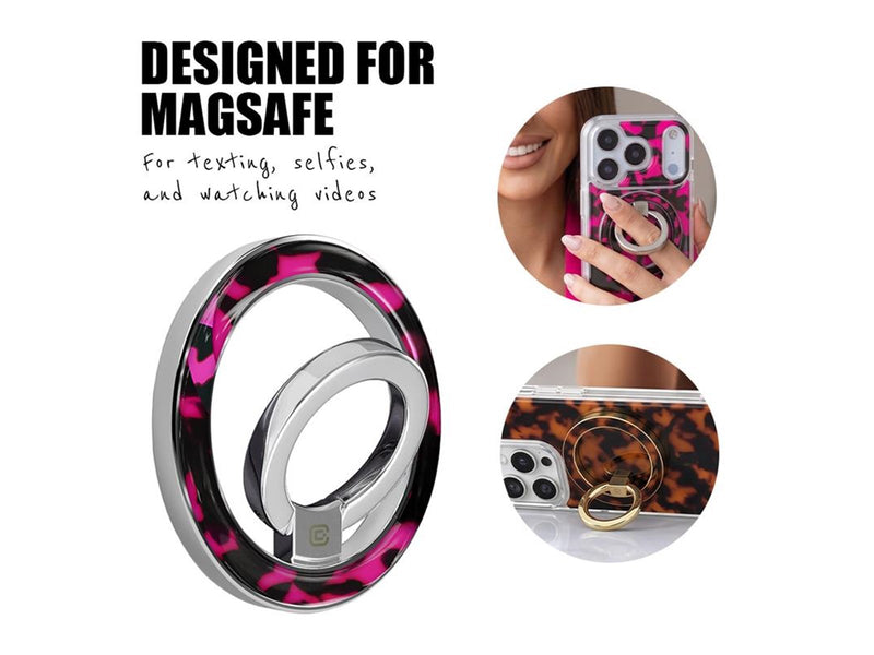 CRONG Deluxe RING Holder - MagSafe Magnetic Phone Holder - Pink Tortoise