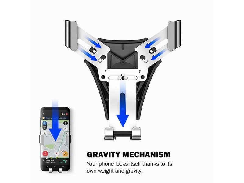 CRONG Gravity Auto-Clip Car Holder - Gravity car holder for 4.7"- 6.5" phones - black