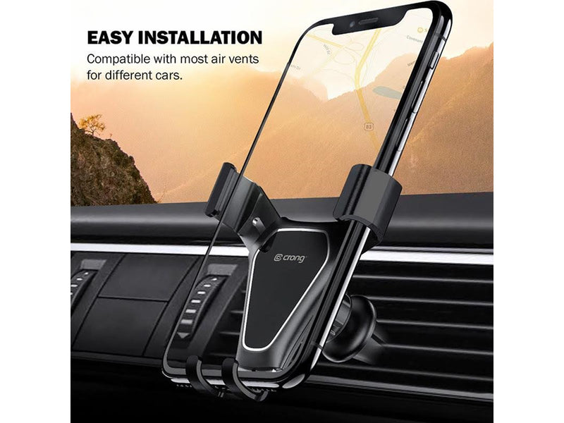CRONG Gravity Auto-Clip Car Holder - Gravity car holder for 4.7"- 6.5" phones - black