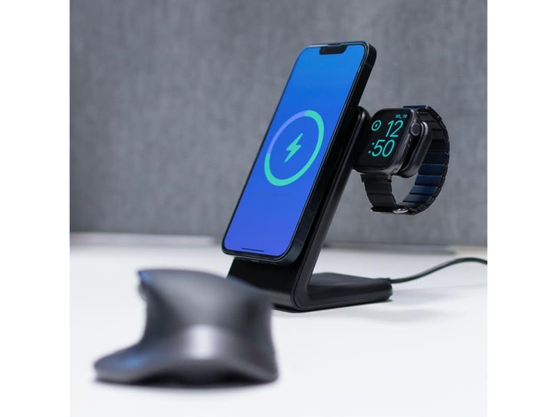 CRONG MagSpot Pivot Stand - 3-in-1 Wireless Charger with MagSafe for iPhone Apple Watch and AirPods - Black