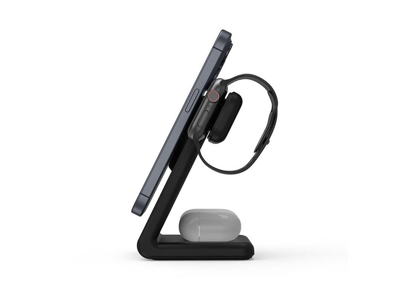 CRONG MagSpot Pivot Stand - 3-in-1 Wireless Charger with MagSafe for iPhone Apple Watch and AirPods - Black