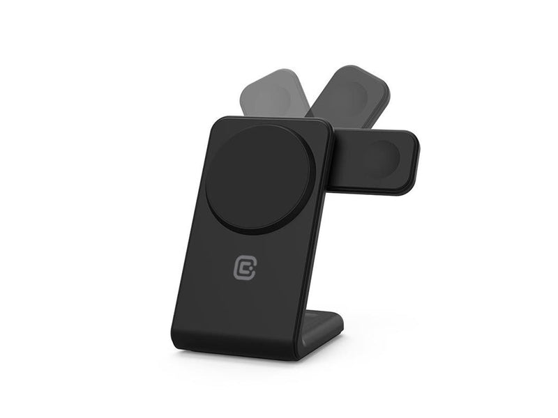CRONG MagSpot Pivot Stand - 3-in-1 Wireless Charger with MagSafe for iPhone Apple Watch and AirPods - Black