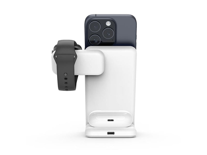 CRONG MagSpot Pivot Stand - 3-in-1 Wireless Charger with MagSafe for iPhone Apple Watch and AirPods - White