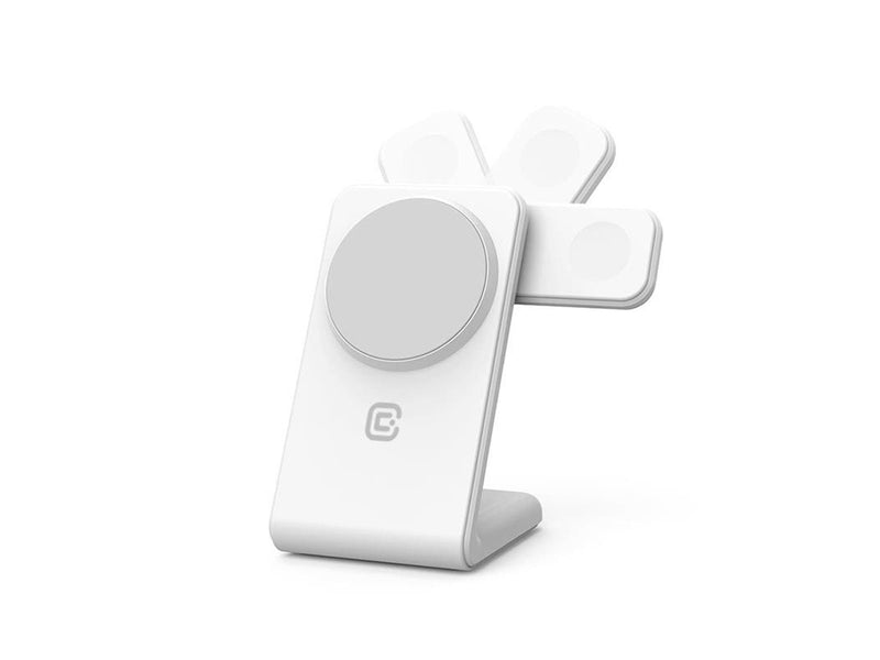 CRONG MagSpot Pivot Stand - 3-in-1 Wireless Charger with MagSafe for iPhone Apple Watch and AirPods - White