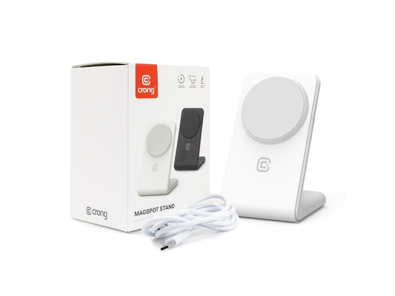 CRONG MagSpot Stand - 2-in-1 Wireless Charger with MagSafe for iPhone and AirPods - White