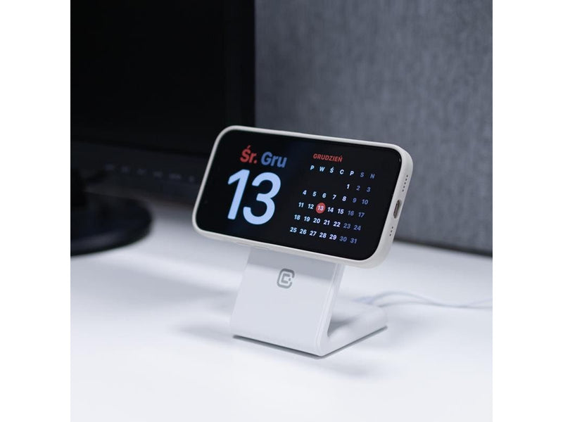 CRONG MagSpot Stand - 2-in-1 Wireless Charger with MagSafe for iPhone and AirPods - White