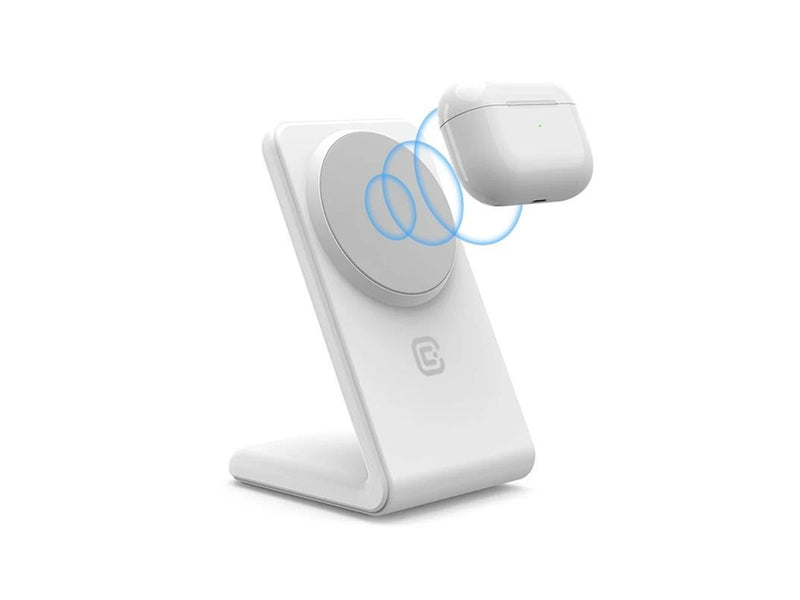 CRONG MagSpot Stand - 2-in-1 Wireless Charger with MagSafe for iPhone and AirPods - White