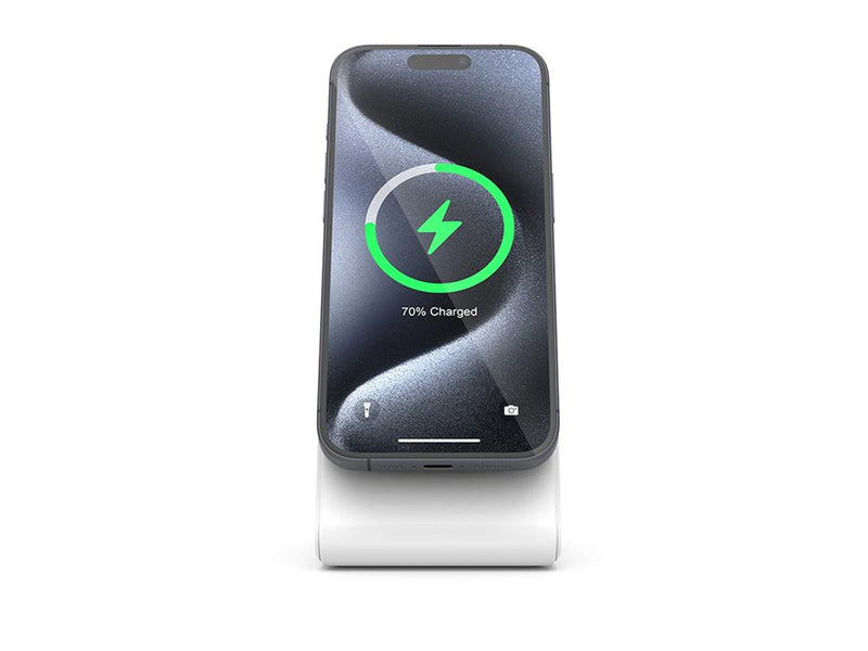CRONG MagSpot Stand - 2-in-1 Wireless Charger with MagSafe for iPhone and AirPods - White