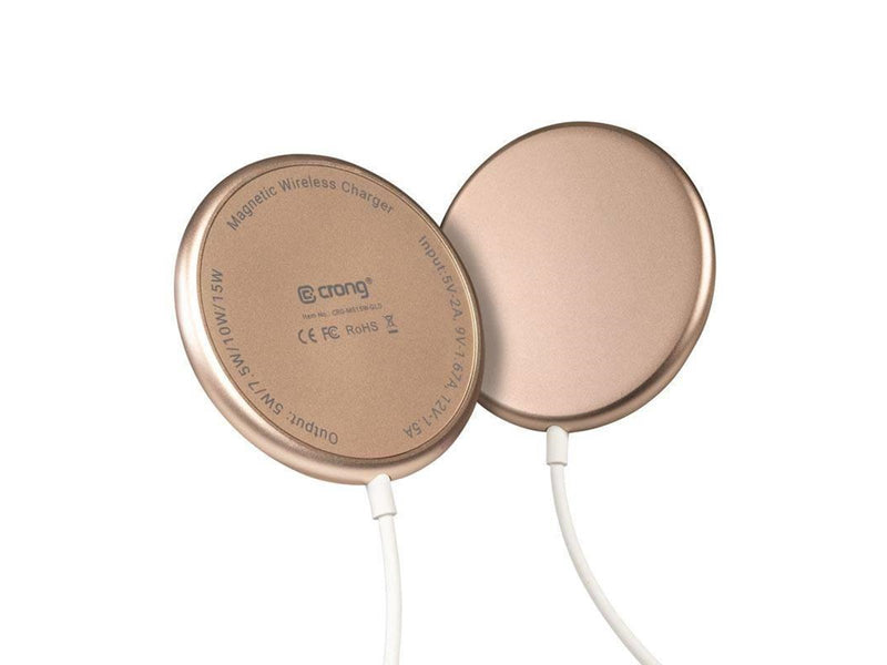 CRONG MagSpot Wireless Charger – Aluminum MagSafe 15W Inductive Charger - Gold